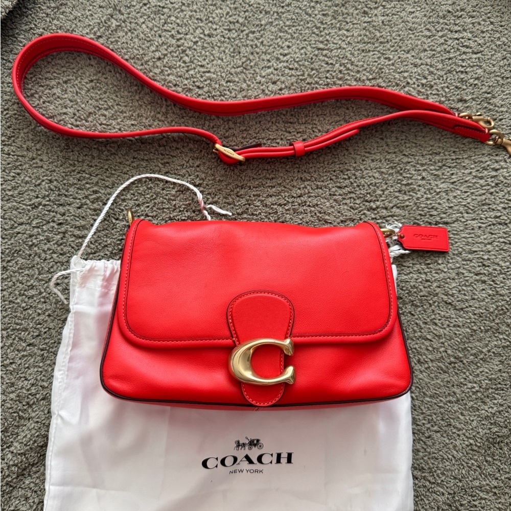 Orange soft tabby bag with 2 straps